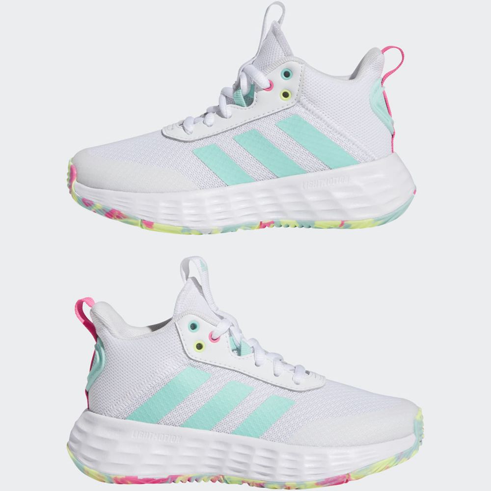 Chaussure Basket Adidas Ownthegame 2.0 Blanche Bleu Rose Enfant | YDX-84032141