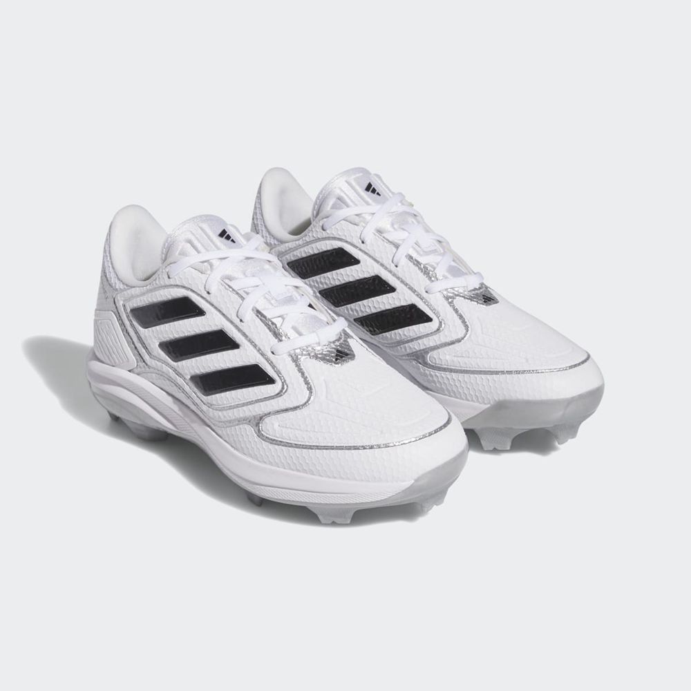 Chaussures de Baseball Adidas Adizero Purehustle 3 TPU Blanche Noir Argent Enfant | YZV-19392268