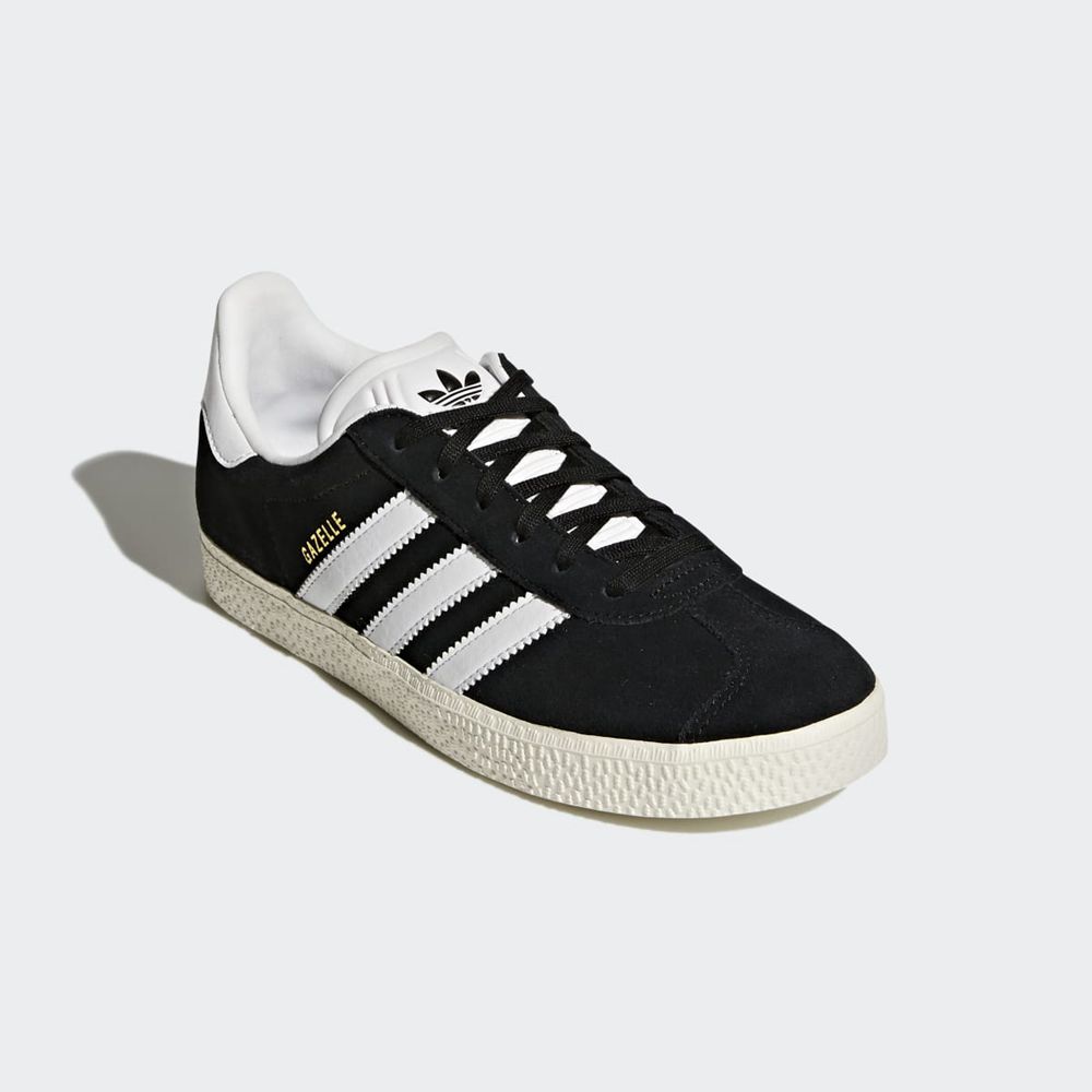 Chaussure Training Adidas Gazelle Noir Blanche Doré Enfant | ZLY-20858659