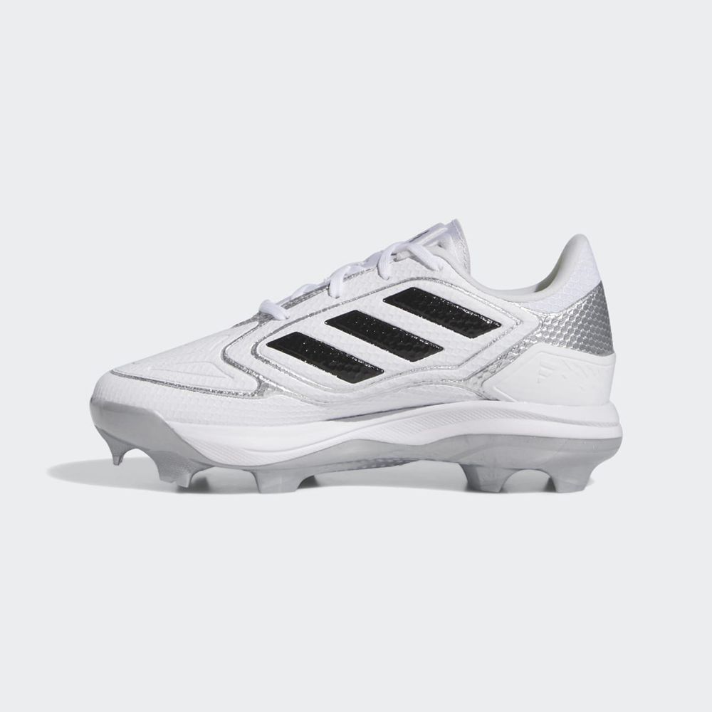 Chaussures de Baseball Adidas Adizero Purehustle 3 TPU Blanche Noir Argent Enfant | YZV-19392268