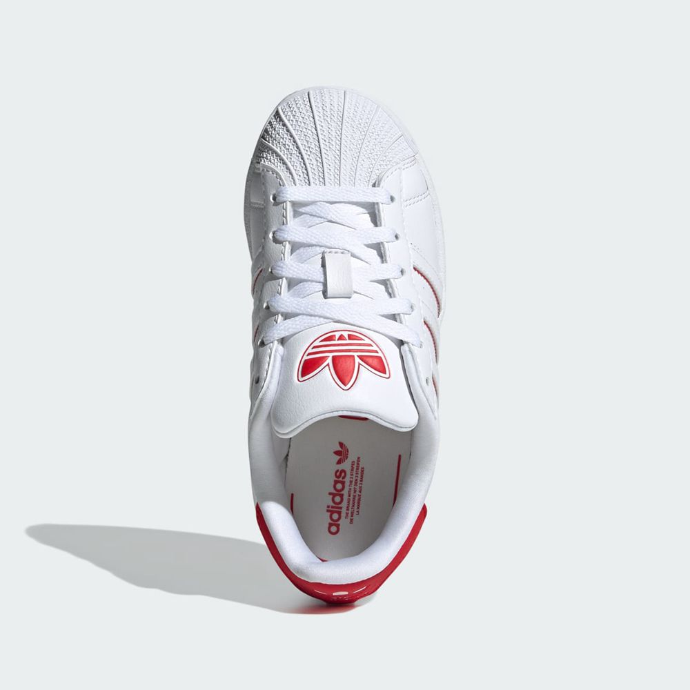 Basket Adidas Superstar Blanche Rouge Enfant | UGA-16961318