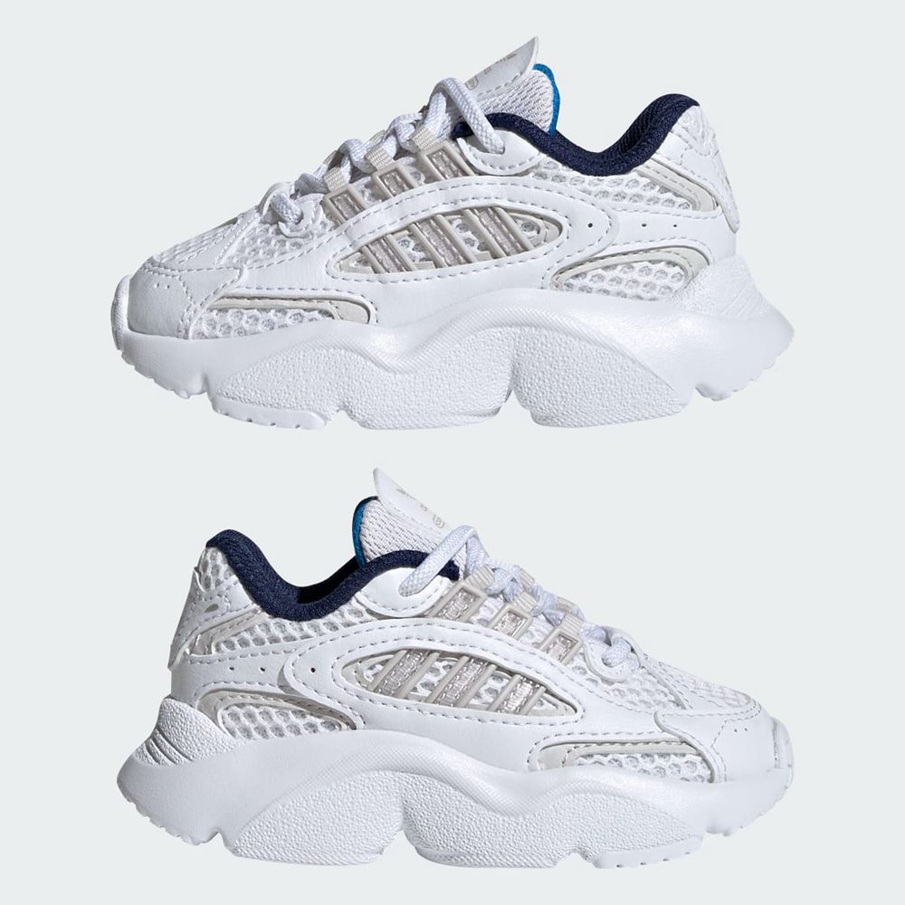 Basket Adidas Ozmillen Elastic Lace Blanche Grise Bleu Enfant | BEX-12094448