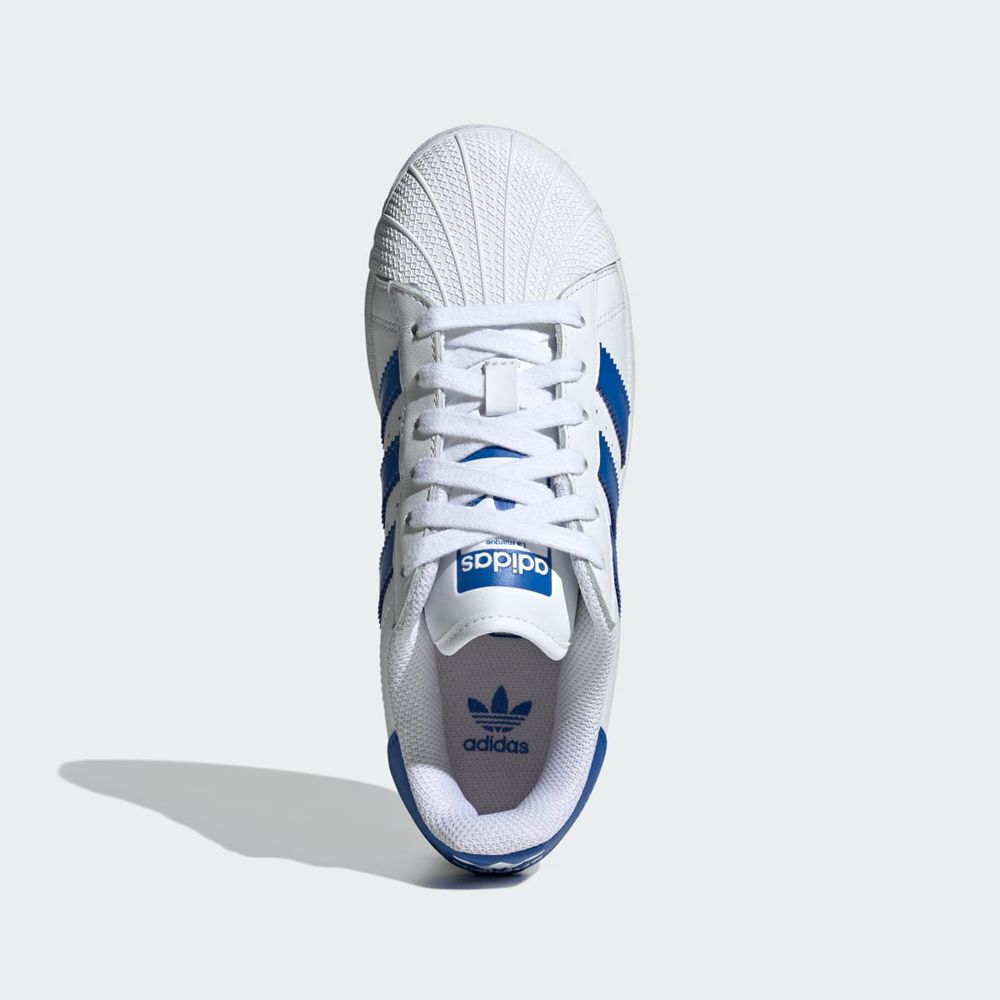 Basket Adidas Superstar XLG Blanche Bleu Enfant | IAT-92077281