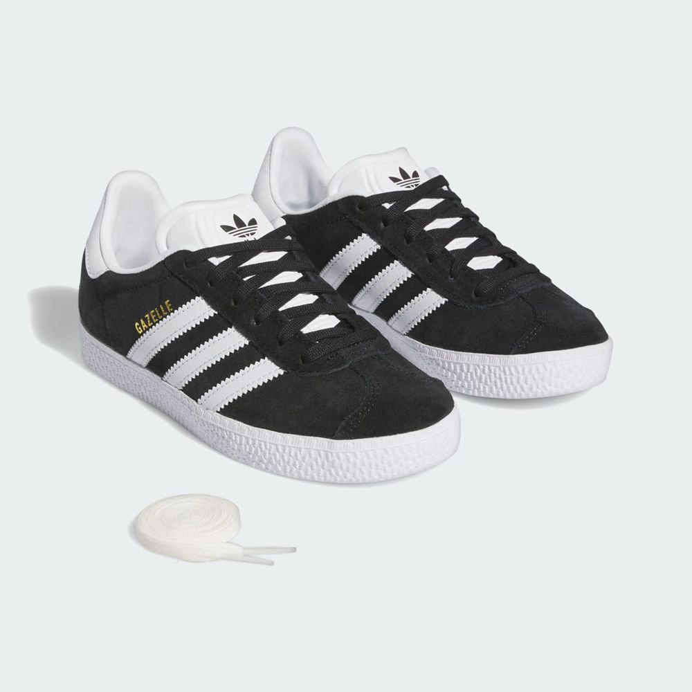 Basket Adidas Gazelle Noir Blanche Doré Enfant | ZAC-79222572