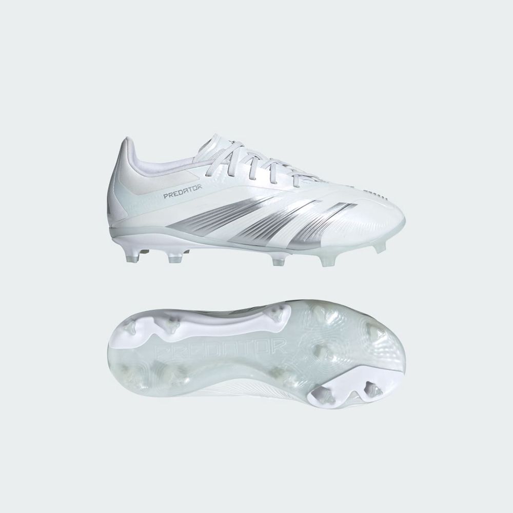 Chaussure de Foot Adidas Predator 24 Elite Firm Ground Blanche Argent Enfant | NEZ-75533568