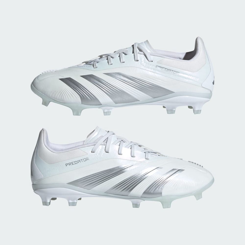 Chaussure de Foot Adidas Predator 24 Elite Firm Ground Blanche Argent Enfant | NEZ-75533568