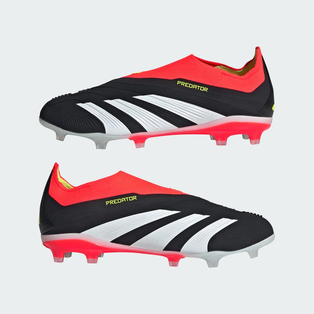 Chaussure de Foot Adidas Predator 24+ Laceless Firm Ground Noir Blanche Rouge Enfant | UKP-54982594