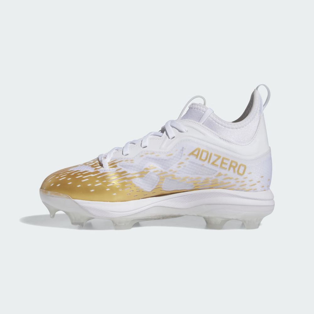 Chaussures de Baseball Adidas Adizero Afterburner 9 NWV TPU Blanche Doré Enfant | OES-29269489