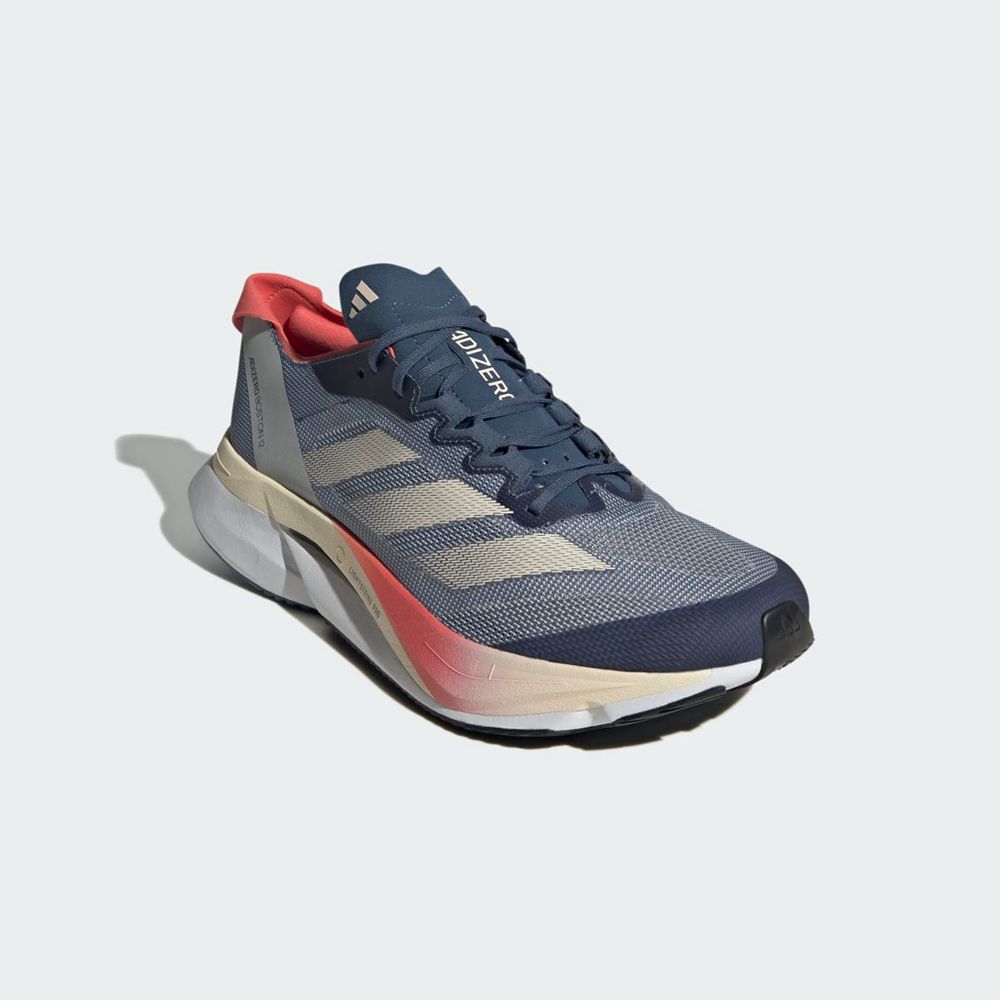 Chaussure Running Adidas Adizero Boston 12 Boston Marathon Bleu Marine Blanche Rouge Homme | OZS-28919136